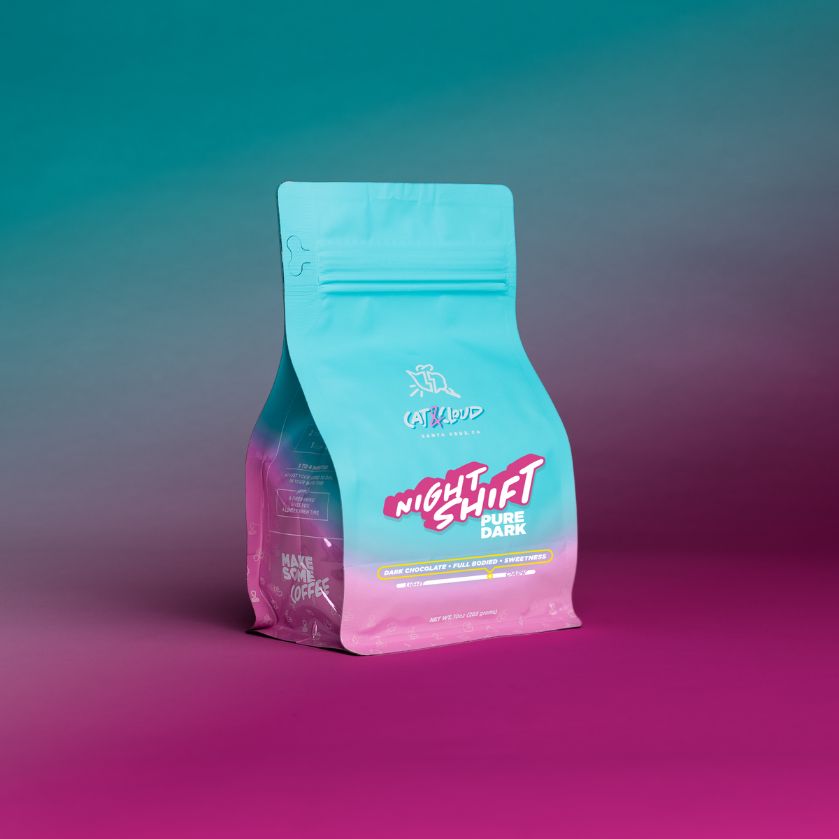 10oz bag of Cat & Cloud coffee Original Night Shift blend